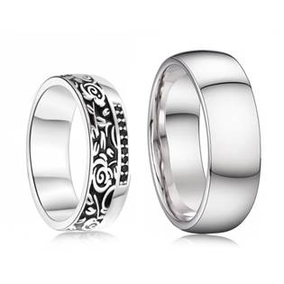 AN1043+AN1045 Stříbrné snubní prsteny, stříbro AG 925/1000 - pár