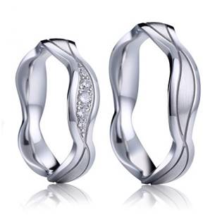 AN1046 Stříbrné snubní prsteny vlnka - pár
