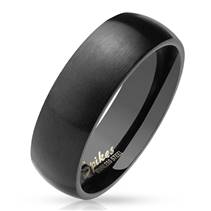 Černý matný ocelový prsten, šíře 6 mm