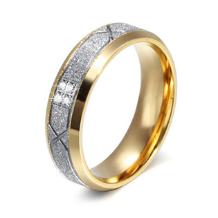 Dámský ocelový prsten se zirkony, šíře 6 mm, vel. 52