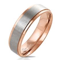 Dámský ocelový prsten zlacený, šíře 6 mm