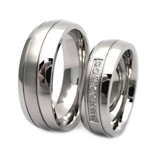 Dámský snubní prsten ocel, šíře 6 mm, vel. 52