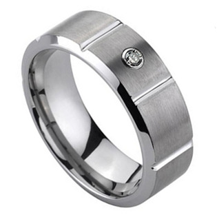 Dámský snubní prsten wolfram - zirkon, šíře 6 mm, vel. 46