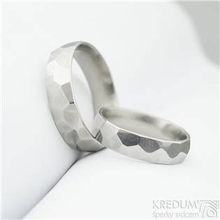 Kované ocelové snubní prsteny Rock lesklé - pár