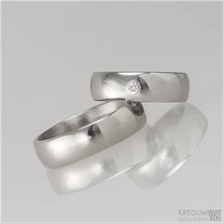 Kované ocelové snubní prsteny s Moissanitem - pár