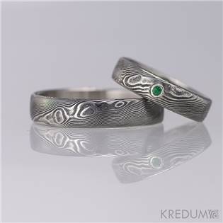 Kované snubní prsteny Damasteel Smaragd - pár