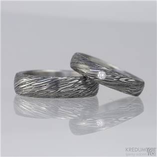 KS1024-C2.0 Snubní prsteny Damasteel Prima voda diamant 2.0mm - pár