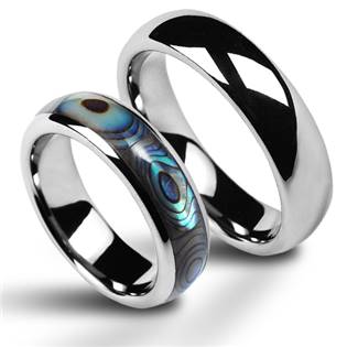 NWF1018+NWF1025 Wolframové snubní prsteny s perletí - pár