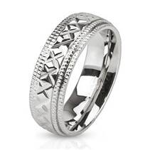 Ocelový prsten s křížkovým dekorem, vel. 52