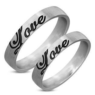 OPR0026 Ocelové snubní prsteny "Love" - pár