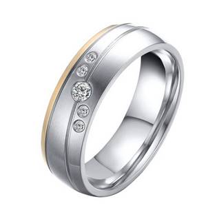 OPR0042 Dámský ocelový snubní prsten se zirkony