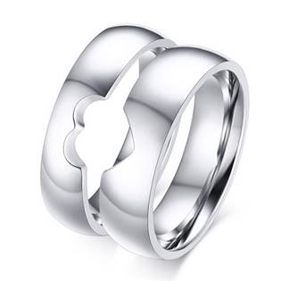 OPR0054 Dámský ocelový prsten - srdce, šíře 5 mm