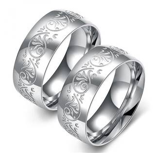 OPR0091 Ocelové snubní prsteny s ornamenty - pár