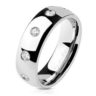 OPR0100 Dámský ocelový prsten se zirkony