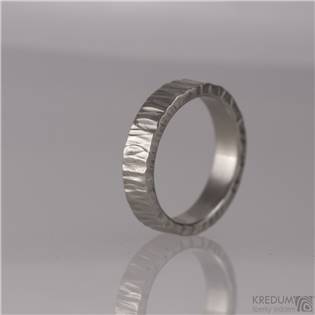 Pánský kovaný ocelový prsten Wood světlý