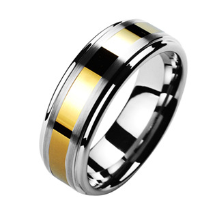 Pánský snubní prsten wolfram, šíře 8 mm, vel. 66