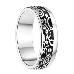 Pánský stříbrný snubní prsten s ornamenty, šíře 6,5 mm, vel. 69
