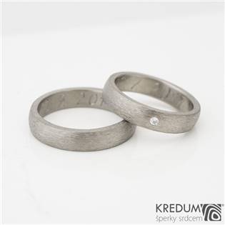 Ručně kované titanové prsteny Prima diamant 1.7 mm - pár