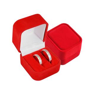 Semišová dárková krabička na snubní prsteny - červená
