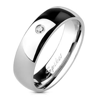 Snubní prsten titan se zirkonem, šíře 6 mm, vel. 57