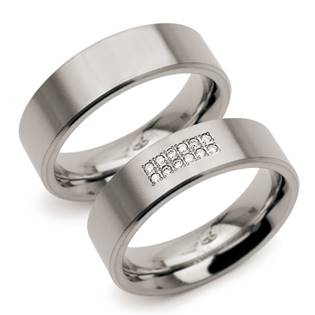 Titanové snubní prsteny s diamanty BOCCIA® 0101-18 - pár