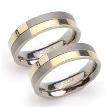 Titanové snubní prsteny se zlacením BOCCIA® 0101-107 - pár