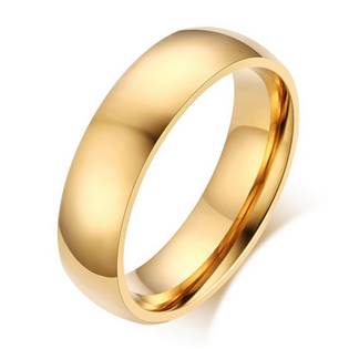 Zlacený ocelový prsten, šíře 6 mm, vel. 62